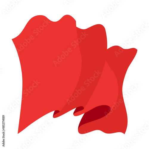 Waving flag. Red flag template on white background. National flag waving symbol. Banner design mockup element
