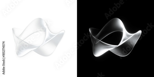 Futuristic White Light Wave Form, Isolated Transparent Background