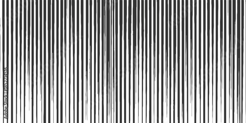 Black vertical stripes with uneven edges on white background abstract
