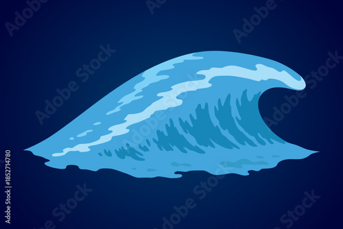 Animation water wave frame. Water splash for animation and visual effects. Sea or ocean wave with drops or splatters. Cartoon vector illustration