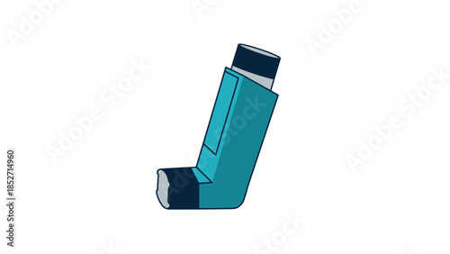 Teal inhaler for asthma and respiratory health treatment medical device