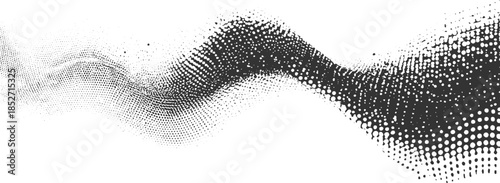 Tableau sur toile Black and white halftone wave pattern with varying dot density abstract backgrou