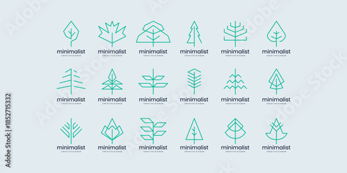 Modern Geometric Minimalist Tree Logo Symbol Icon Collection For Eco-Friendly Business Branding Identity Design Template Vector
