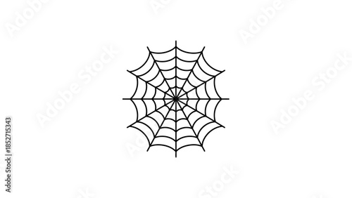 Intricate black spider web illustration on white background for Halloween or nature themes