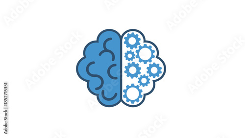 Brain with gears, symbolizing technology and innovation, intelligence and creativity combined