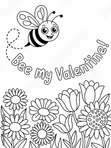 Al bee buzzing over colorful flowers forms the centerpiece of this fun Valentine’s Day theme.