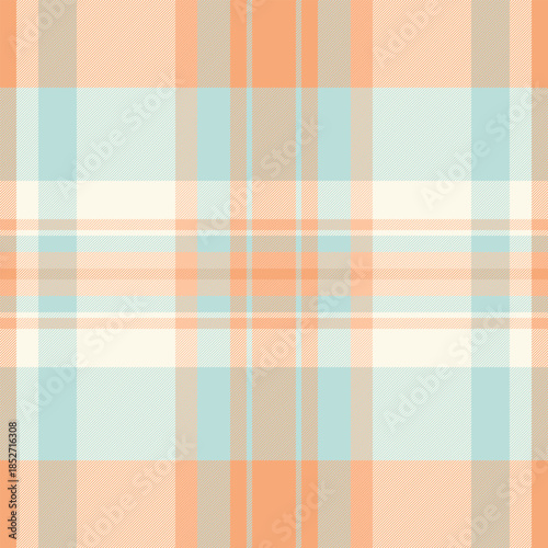Classic plaid pattern with soft peach, blue and cream hues. Versatile design for backgrounds, textiles, wrapping paper, and adding a touch of vintage charm to your projects.