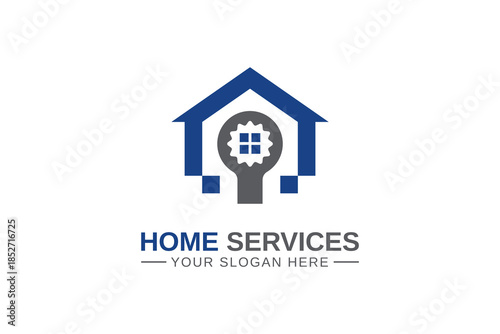 Home service logo vector template. Property and real estate construction, home repair, and building logo icon
