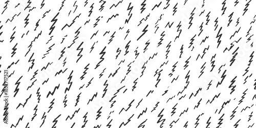Black hand drawn lightning bolt pattern on white background abstract chaotic