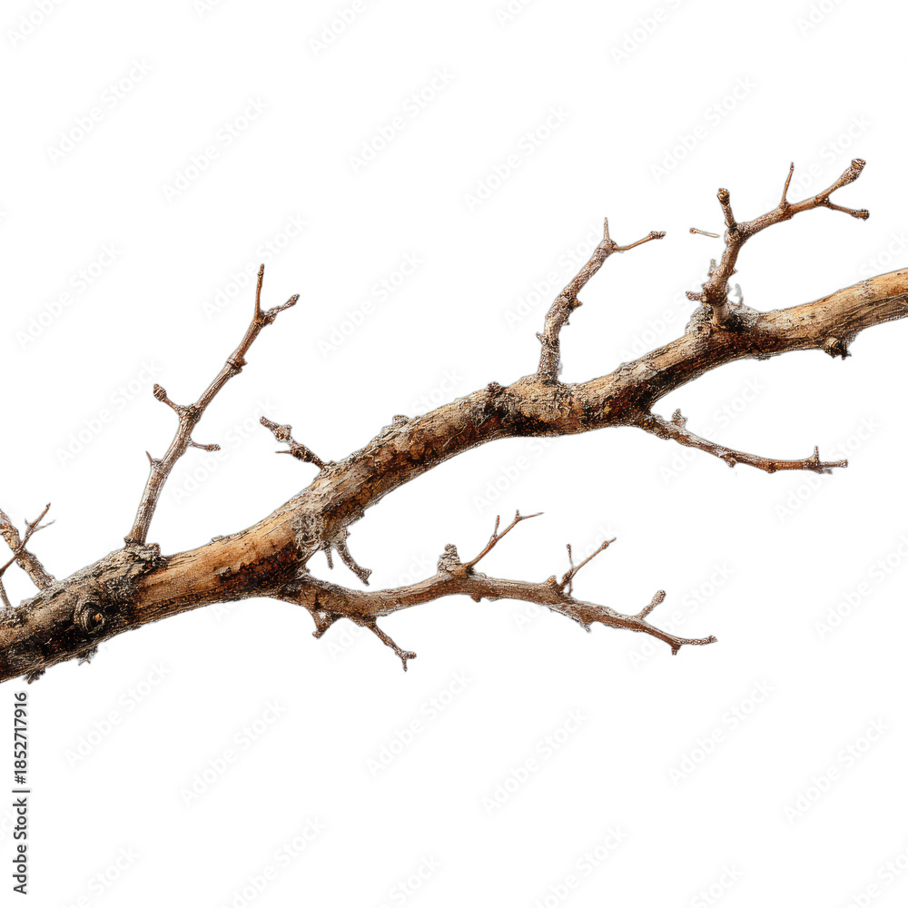 Fototapeta premium A gnarled, bare tree branch with intricate, delicate twig extensions