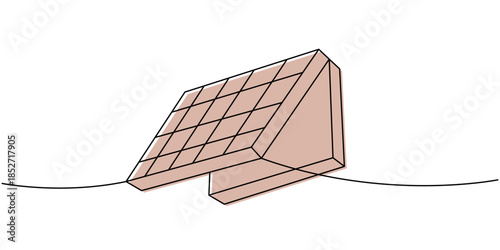 Minimalist line art of a folded chessboard in warm brown tones, abstract modern design for strategy lovers