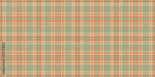 Fashion fabric check background, infant pattern textile tartan. Plank seamless plaid vector texture in orange and pastel colors.