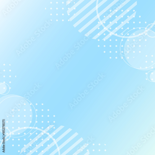 水色グラデーションの、ポップで可愛いメンフィス風フレーム背景 正方形