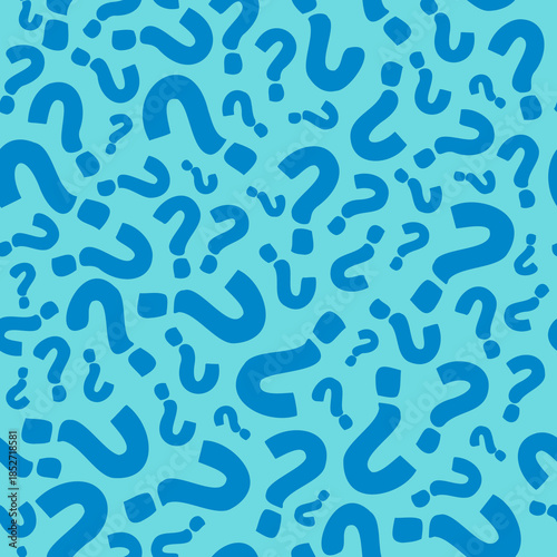 Seamless pattern of random scattered question marks. Concept of doubt and decision making vector illustration.