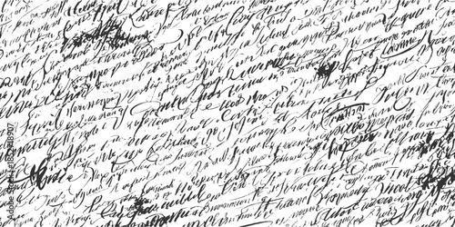 Dense Black Handwritten Script Texture on White Background handwriting writing vintage