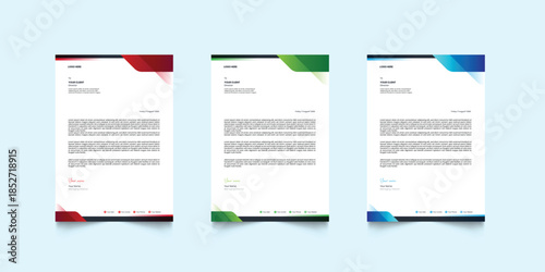 Modern creative clean business letterhead design template with gradient color, corporate letterhead. Modern creative letterhead design template set