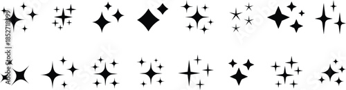 Star icon. Sparkle star icons. Shine icons. Stars sparkles vector. black star set. Vector set of different black sparkles icons