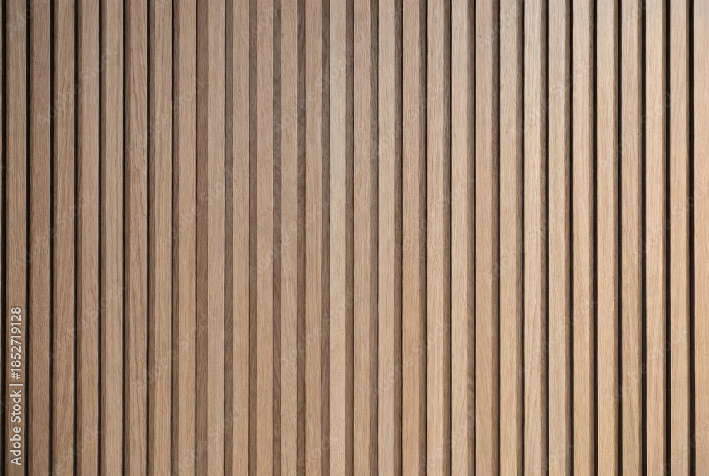 Obraz premium Natural light wood wall texture featuring uniform vertical slats creating a ribbed architectural pattern for interior design