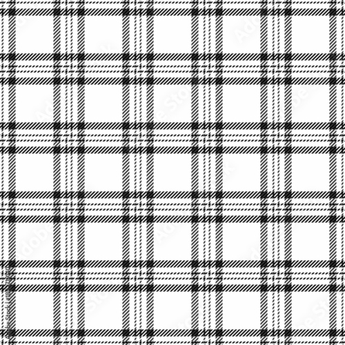 Factory plaid vector fabric, naked pattern background seamless. Ornamental texture tartan check textile in white and black colors.