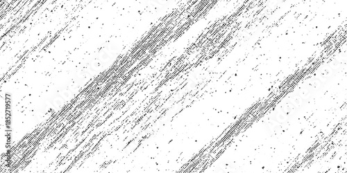 Black and white diagonal textured lines and scattered dots pattern