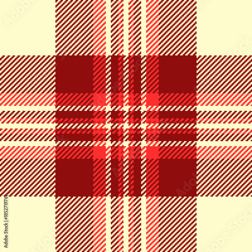 Paint textile tartan check, periodic texture seamless pattern. Model plaid background fabric vector in red and lemon chiffon colors.