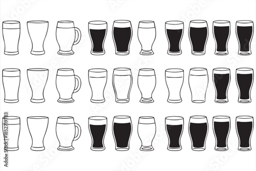 Alcohol Beverage Glass Icons for Bar and Restaurant UI
