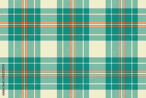 Straight textile fabric vector, table cloth seamless check texture. Dress tartan plaid pattern background in teal and light colors.