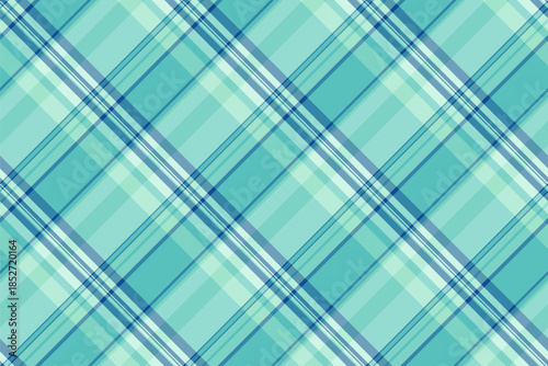 Uniform textile background texture, jacket check fabric vector. Expensive pattern tartan seamless plaid in teal and cyan colors.