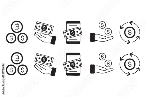 Finance and Money Transfer Icons for Banking Interfaces