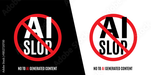 Stop ai slop icon, stop ai concept, creators against ai badge.