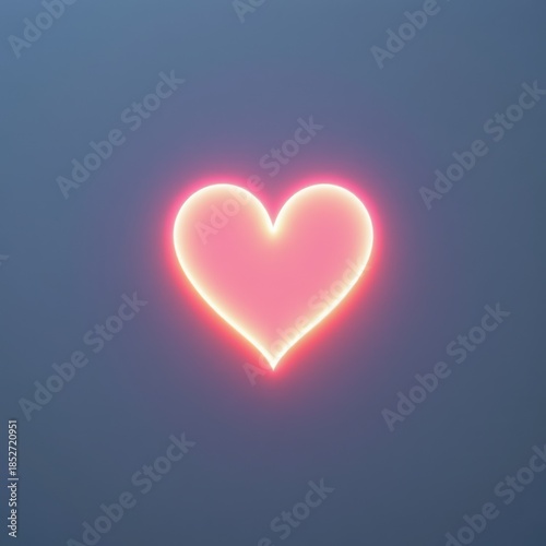 A square calm composition showing a glowing heart shaped light formed purely from soft gradients at