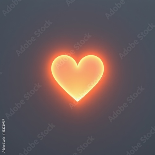 A square calm composition showing a glowing heart shaped light formed purely from soft gradients at