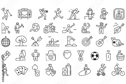 Lifestyle and Activity Line Icons for Apps and Dashboards