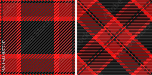 Check background plaid of seamless pattern texture with a vector tartan textile fabric. Set in night colors. New years eve fashion trends.