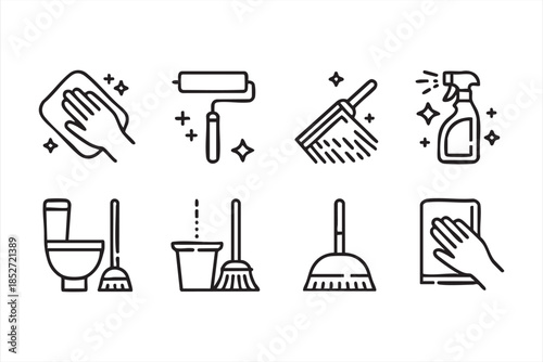Janitorial and Sanitation Icons for Web Dashboards and UI Design