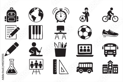 School and Learning Icons for Classroom Systems and Student Interfaces