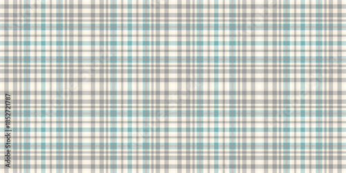 Scotland plaid seamless pattern, female textile vector background. Fibre fabric check tartan texture in beige and grey colors.