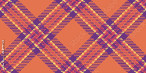 Printing texture fabric textile, cut out pattern background plaid. Furry tartan seamless check vector in red and eminence colors.