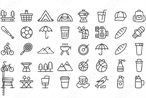 Camping and Adventure Icons for Tourism Interfaces