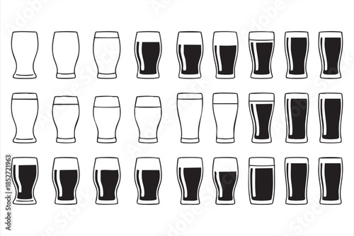 Beer Glass Icons for Bar Menus and UI Design