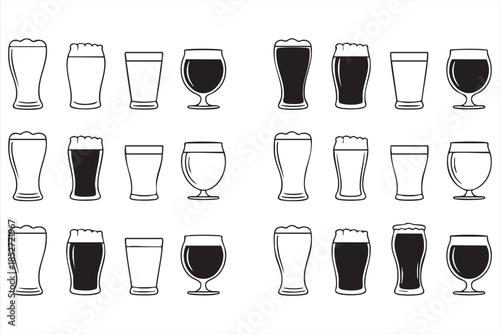 Brewery Beer Glass Icons for App Interfaces and Menus