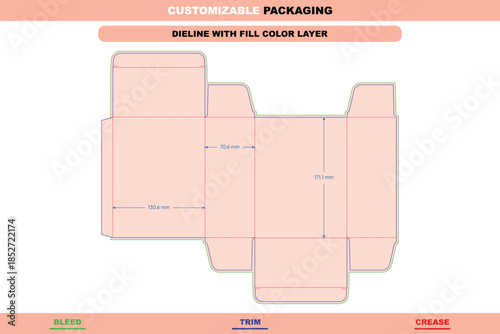 Inline indentation cigarette box dieline vector with custom sizing designed for precise folding structure efficient packaging layout and professional die line setup