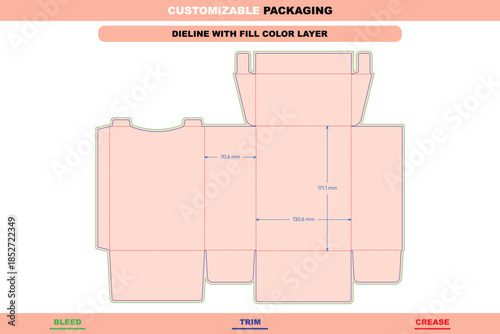 Snap lock tuck end cigarette box dieline vector engineered with precise folding layout custom die line structure and organized professional packaging design