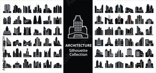 Architecture Silhouette Collection of Modern City Buildings Perfect for branding and design