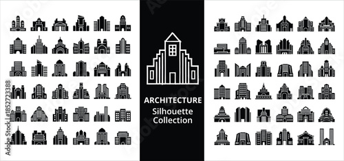 Architecture Silhouette Collection of Modern City Buildings Perfect for branding and design