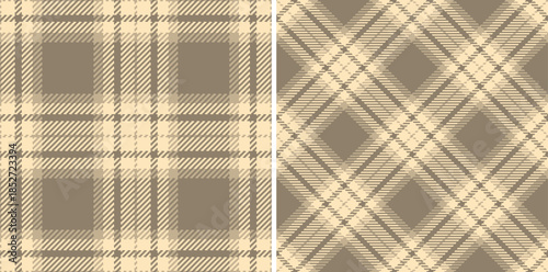 Seamless plaid patterns, warm neutral tones. Classic textile designs, great for backgrounds, fashion, or decorative projects. Versatile for various creative needs.