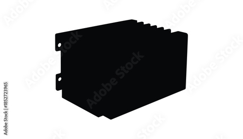 An easy illustration of a voltage stabilizer, presented in a perspective view and in black and white.

