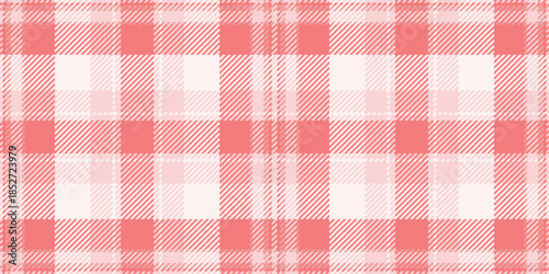 Package texture pattern vector, rest seamless check tartan. Native plaid fabric background textile in light coral and light colors.