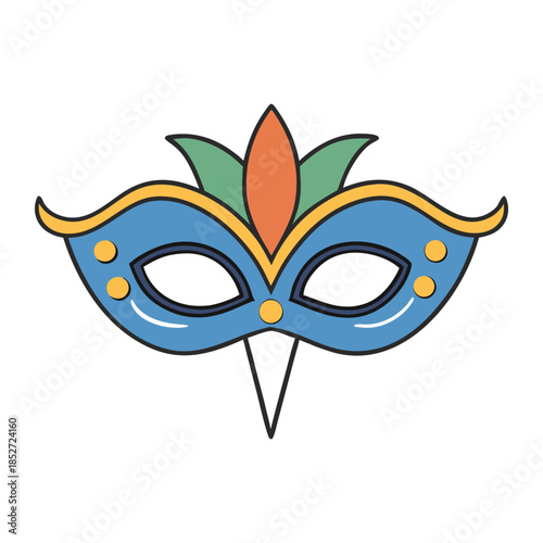 Elegant masquerade party mask adorned with gold filigree, feathers, and jewels, hiding mystery and allure, perfect for glamorous balls and midnight celebrations.
