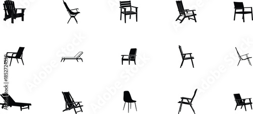Variety of chair silhouettes in different positions